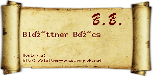 Blüttner Bács névjegykártya